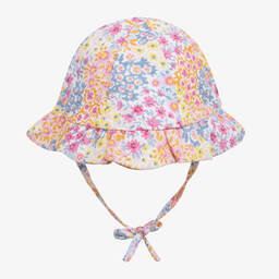 Mayoral-Girls Pink Floral Cotton Sun Hat | Childrensalon Outlet