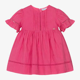 Mayoral-Girls Pink Floral Embroidered Dress | Childrensalon Outlet
