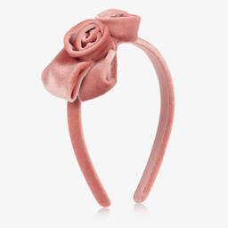 مايورال-طوق للشعر مزين بورود مخمل لون زهري للبنات | Childrensalon Outlet