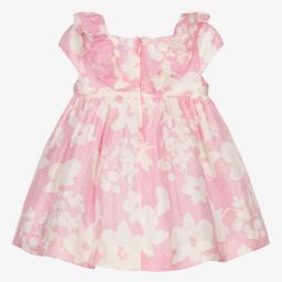 Mayoral-Розовое льняное платье в цветочек для девочек | Childrensalon Outlet