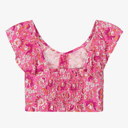 Mayoral-Розовая блузка в цветочек | Childrensalon Outlet