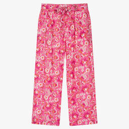 Mayoral-Широкие розовые брюки в цветочек | Childrensalon Outlet