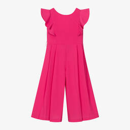 Mayoral-Girls Pink Frilled Crêpe Jumpsuit | Childrensalon Outlet