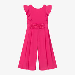 Mayoral-Girls Pink Frilled Crêpe Jumpsuit | Childrensalon Outlet