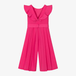 Mayoral-Girls Pink Frilled Crêpe Jumpsuit | Childrensalon Outlet