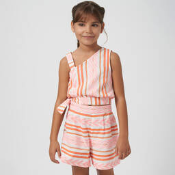 Mayoral-Girls Pink Geometric Cotton Shorts | Childrensalon Outlet