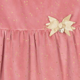 Mayoral-Розовое бархатное платье в золотистый горошек | Childrensalon Outlet
