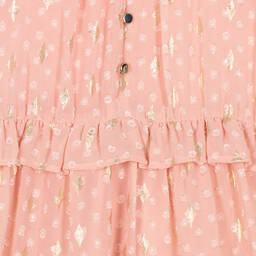 مايورال-فستان بطبقات شيفون لون زهري وذهبي | Childrensalon Outlet