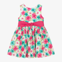 Mayoral-Girls Pink & Green Floral Cotton Dress | Childrensalon Outlet