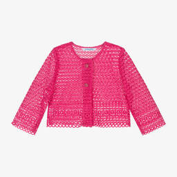 Mayoral-Girls Pink Guipure Lace Cardigan | Childrensalon Outlet