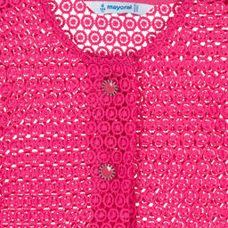 Mayoral-Girls Pink Guipure Lace Cardigan | Childrensalon Outlet
