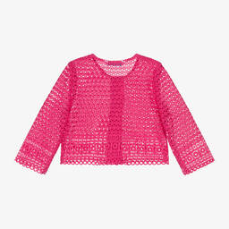 Mayoral-Girls Pink Guipure Lace Cardigan | Childrensalon Outlet