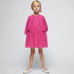 Mayoral-Girls Pink Guipure Lace Dress | Childrensalon Outlet