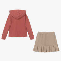 Mayoral-Girls Pink Hoodie & Skirt Set | Childrensalon Outlet