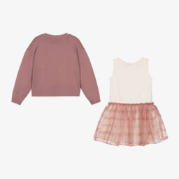 Mayoral-Girls Pink Knit Dress Ensemble | Childrensalon Outlet