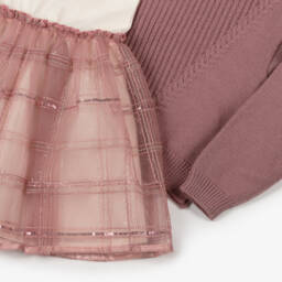 Mayoral-Girls Pink Knit Dress Ensemble | Childrensalon Outlet