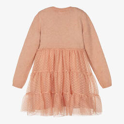 مايورال-فستان مزيج أكريليك محبوك وتول لون زهري | Childrensalon Outlet