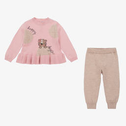 Mayoral-طقم بنطلون مزيج فيسكوز محبوك لون زهري | Childrensalon Outlet