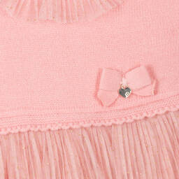 مايورال-فستان مزيج فيسكوز محبوك وتول لون زهري | Childrensalon Outlet