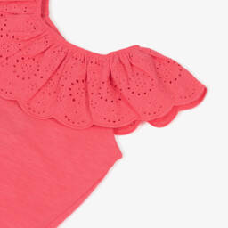 Mayoral-بلوزة قطنية وردية مزينة بالدانتيل للبنات | Childrensalon Outlet