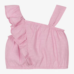 مايورال-بلوزة كتان وقطن لون زهري للبنات | Childrensalon Outlet