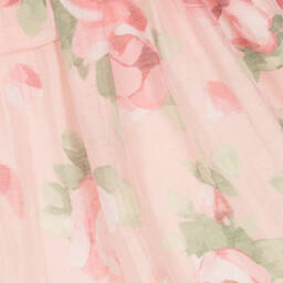 Mayoral-Girls Pink Linen Floral Dress | Childrensalon Outlet