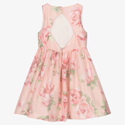 Mayoral-Girls Pink Linen Floral Dress | Childrensalon Outlet
