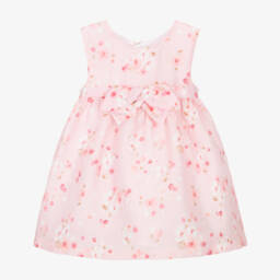 Mayoral Newborn-Girls Pink Linen Floral Organza Dress | Childrensalon Outlet