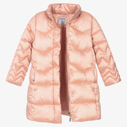 Mayoral-Girls Pink Long Puffer Coat | Childrensalon Outlet