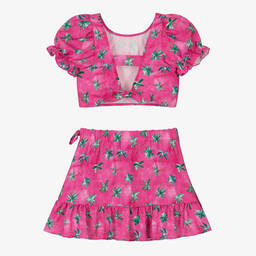 Mayoral-Girls Pink Palm Tree Skirt Set | Childrensalon Outlet