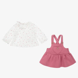 Mayoral Newborn-Girls Pink Pinafore Dress Set | Childrensalon Outlet