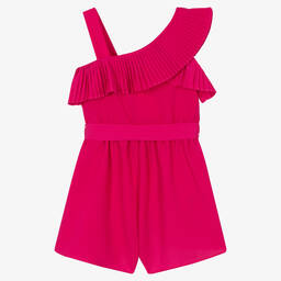 Mayoral-Girls Pink Pleated Asymmetrical Playsuit | Childrensalon Outlet