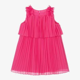 Mayoral-Girls Pink Pleated Chiffon Dress | Childrensalon Outlet