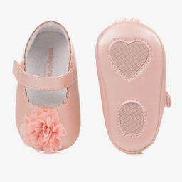 مايورال Newborn-حذاء جلد صناعي لون زهري لمرحلة قبل المشي للمولودات | Childrensalon Outlet