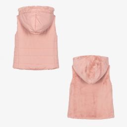 Mayoral-Розовый двусторонний жилет для девочек | Childrensalon Outlet