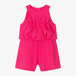 Mayoral-Girls Pink Ruffled Crêpe Playsuit | Childrensalon Outlet