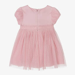 مايورال-فستان أطفال بناتي مزيج قطن وتول لون زهري | Childrensalon Outlet