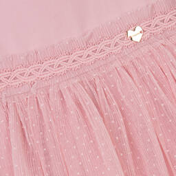 مايورال-فستان أطفال بناتي مزيج قطن وتول لون زهري | Childrensalon Outlet