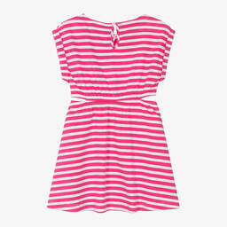 Mayoral-فستان قطن مقلم لون زهري وأبيض | Childrensalon Outlet