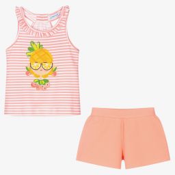 مايورال-طقم شورت قطن لون زهري للبنات | Childrensalon Outlet