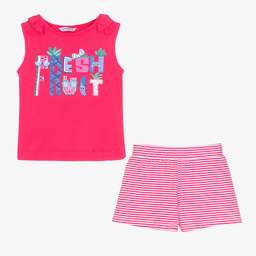 Mayoral-طقم شورت قطن لون زهري فيوشيا للبنات | Childrensalon Outlet