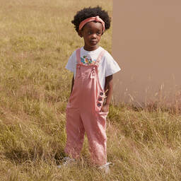 Mayoral-Girls Pink Viscose Dungarees | Childrensalon Outlet