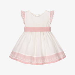 Mayoral-Платье с поясом розово-белое для девочек | Childrensalon Outlet