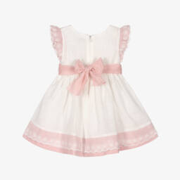 Mayoral-Платье с поясом розово-белое для девочек | Childrensalon Outlet