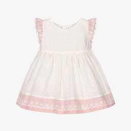 Mayoral-Платье с поясом розово-белое для девочек | Childrensalon Outlet