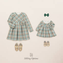 Mayoral-Girls Plaid Green Dress | Childrensalon Outlet