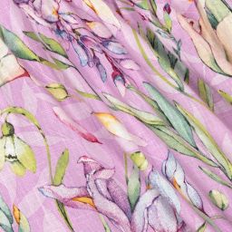 مايورال-فستان مزيج فيسكوز وكتان لون أرجواني بطبعة ورود | Childrensalon Outlet