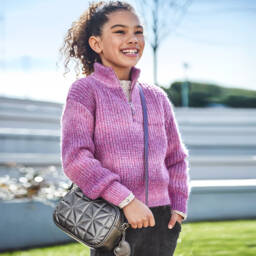 Mayoral-Girls Quilted Grey Metallic Bag | Childrensalon Outlet