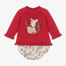 Mayoral Для новорожденных-Girls Red & Beige Cotton Outfit | Childrensalon Outlet