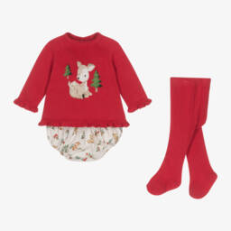 Mayoral Для новорожденных-Girls Red & Beige Cotton Outfit | Childrensalon Outlet